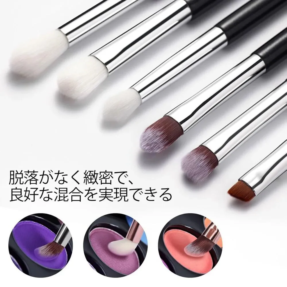 6 Pcs silver Professional Blending Soft Hairs Eye Makeup Brush Set & Wood Handle